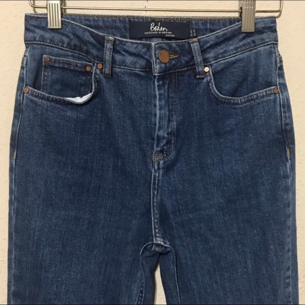 Boden Blue Cambridge Pom Pom Jeans Size 2 R - Picture 4 of 8
